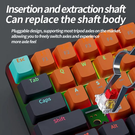 MUCAI-Teclado mecánico RGB de 61 teclas, con cable USB, eje retroiluminado LED, para juegos, Mac, Android, Windows