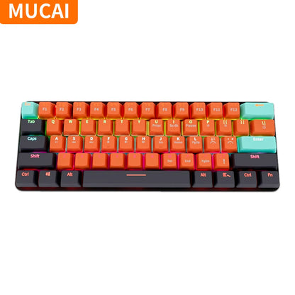 MUCAI-Teclado mecánico RGB de 61 teclas, con cable USB, eje retroiluminado LED, para juegos, Mac, Android, Windows