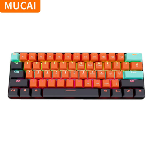 MUCAI-Teclado mecánico RGB de 61 teclas, con cable USB, eje retroiluminado LED, para juegos, Mac, Android, Windows